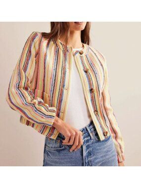 Boden Textured Button Jacket Multicolor Size US 2 Lightweight